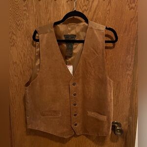 Vintage Famous Wear Dual Control Brown Suede Vest With Tags XL - Fits like L